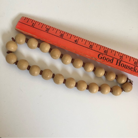 Vintage natural wood bead necklace minimalist boho festival - Picture 9 of 9